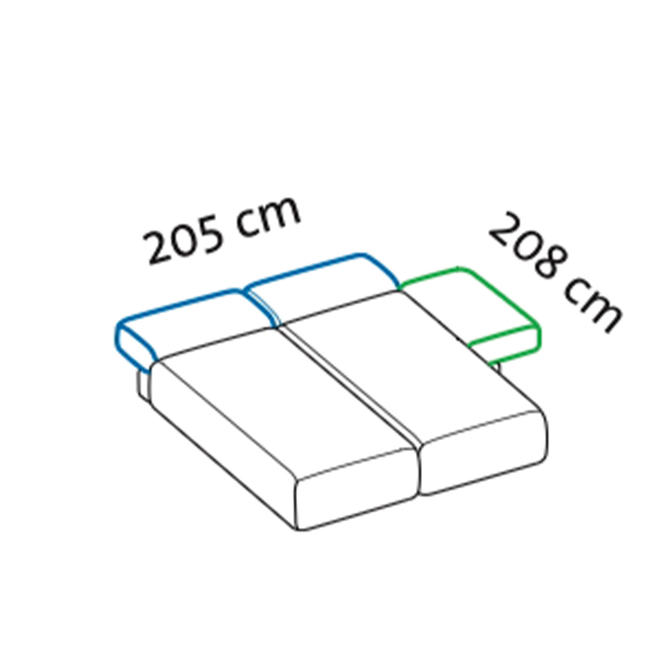 Maßzeichnung brühl piano Ecksofa