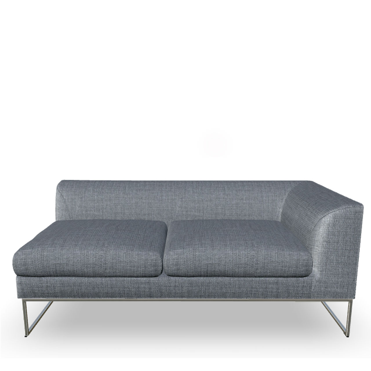 160 cm breites Sofaelement mit Armlehne rechts auf Kufen mit grauem Stoffbezug