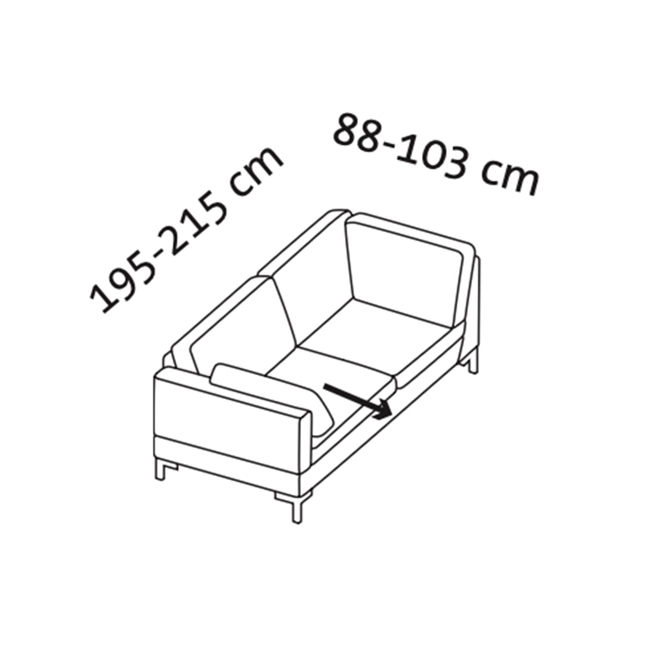 Maßzeichnung alba Eckanbausofa B1