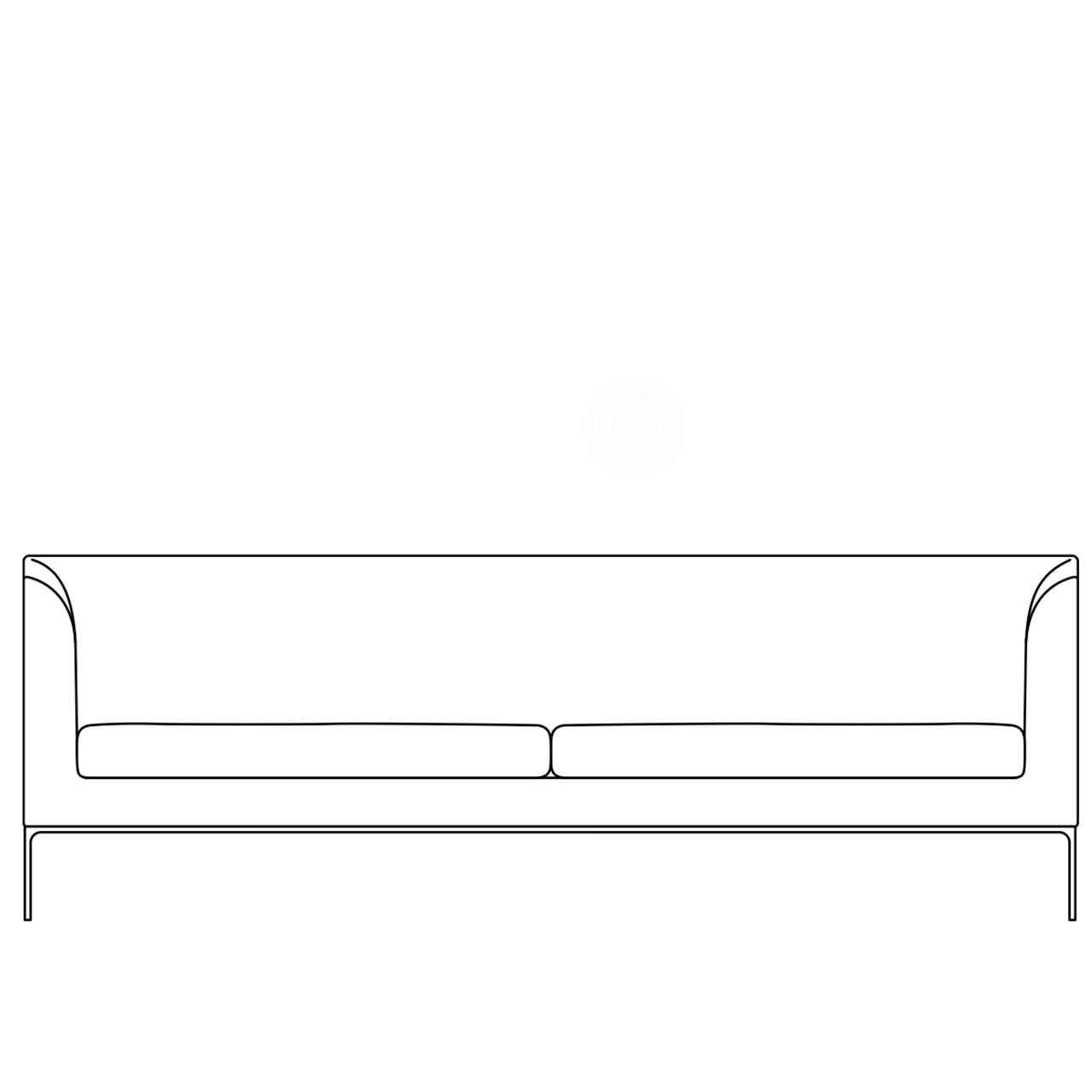 Skizze des Sofas mit zwei Sitzkissen