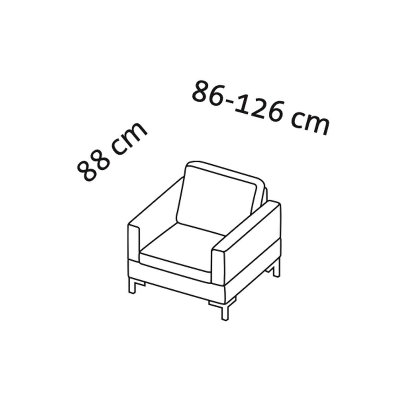Maßzeichnung alba system Sessel 45502