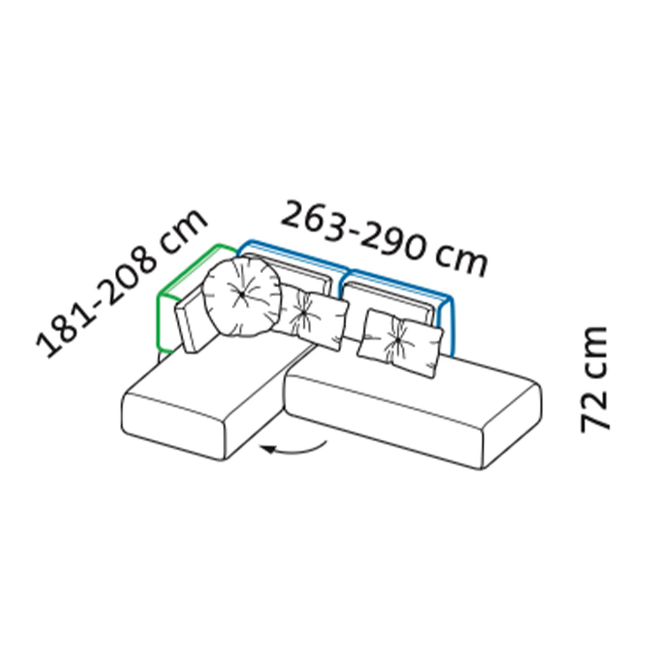 Maßzeichnung brühl piano Ecksofa