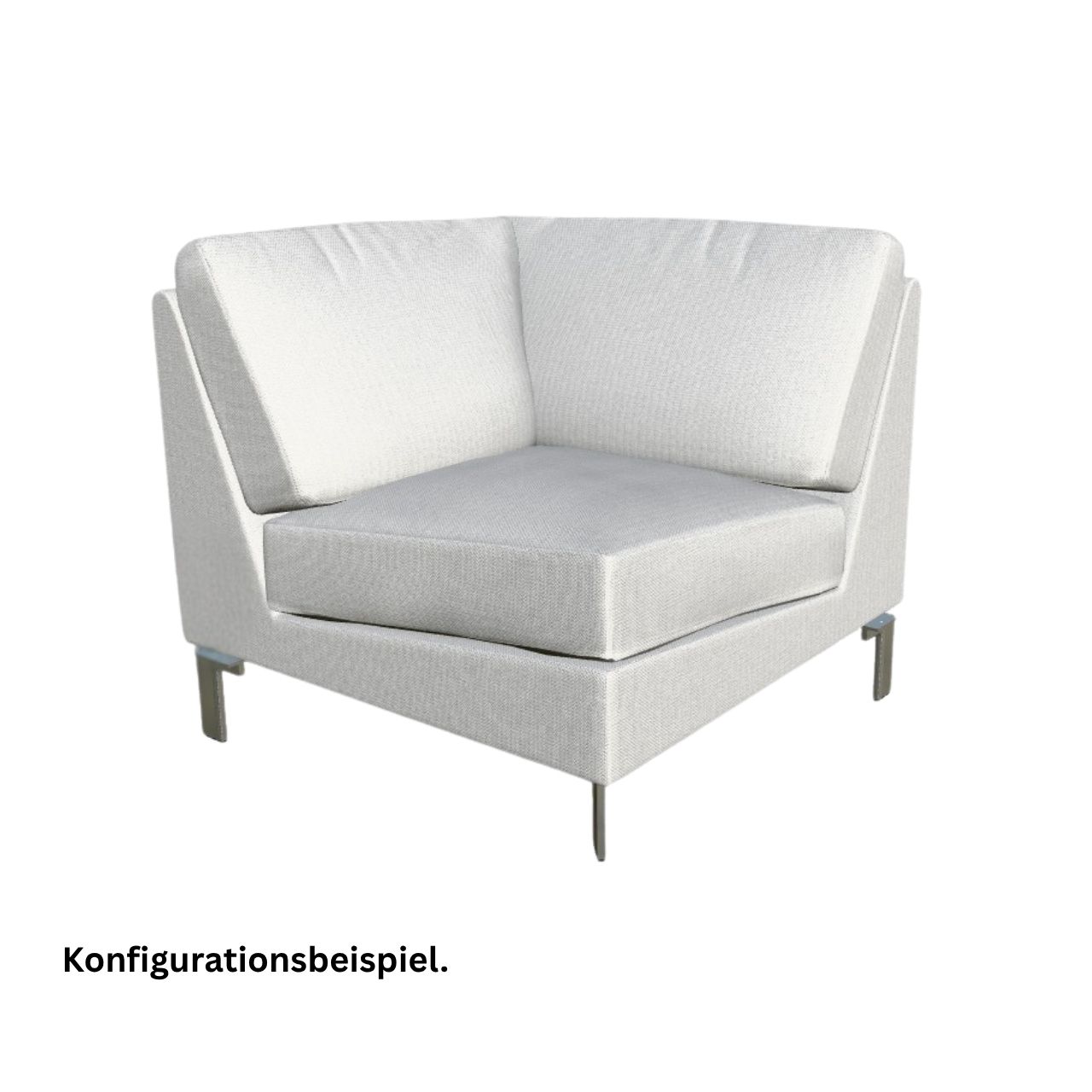 COR Conseta Eckelement 40999. Tiefe 96 cm, Breite 96 cm. Konfigurationsbeispiel mit Schmalfüßen.