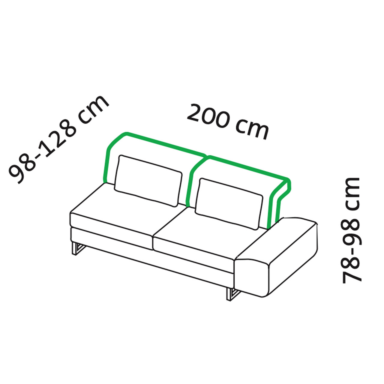 Maßzeichnung brühl embrace Anstellsofa