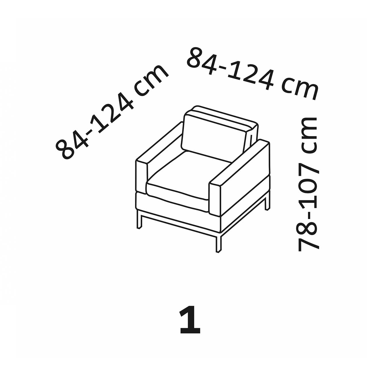 Maßzeichnung brühl tomo compact Sessel