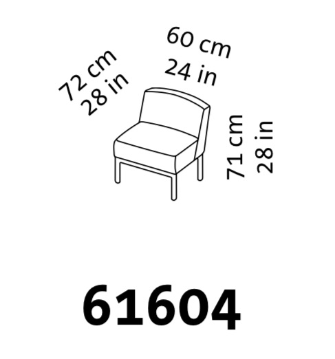 Maßzeichnung für den Sessel add1 von brühl ohne Armlehnen.