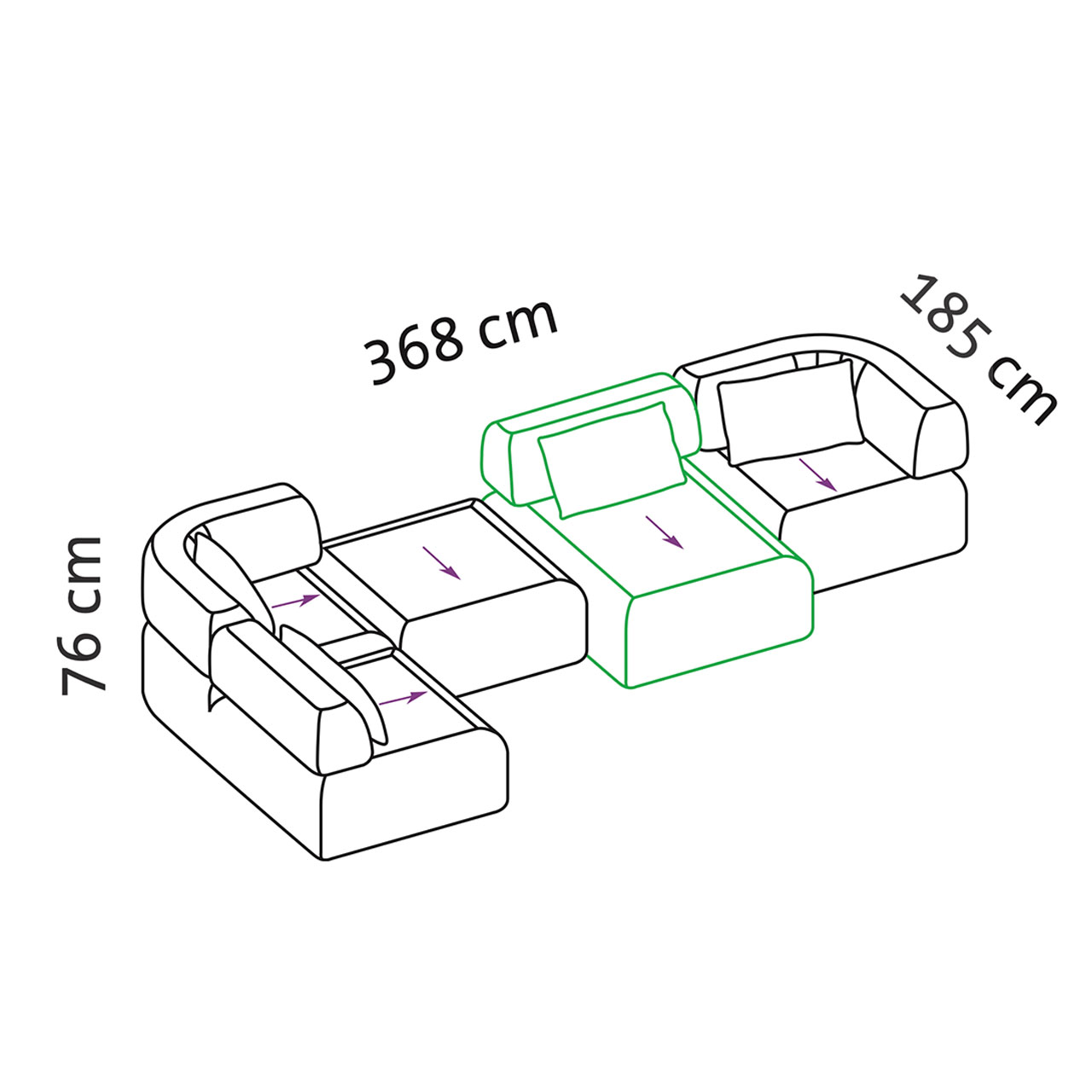 Maßzeichnung für Garnitur all together von brühl.