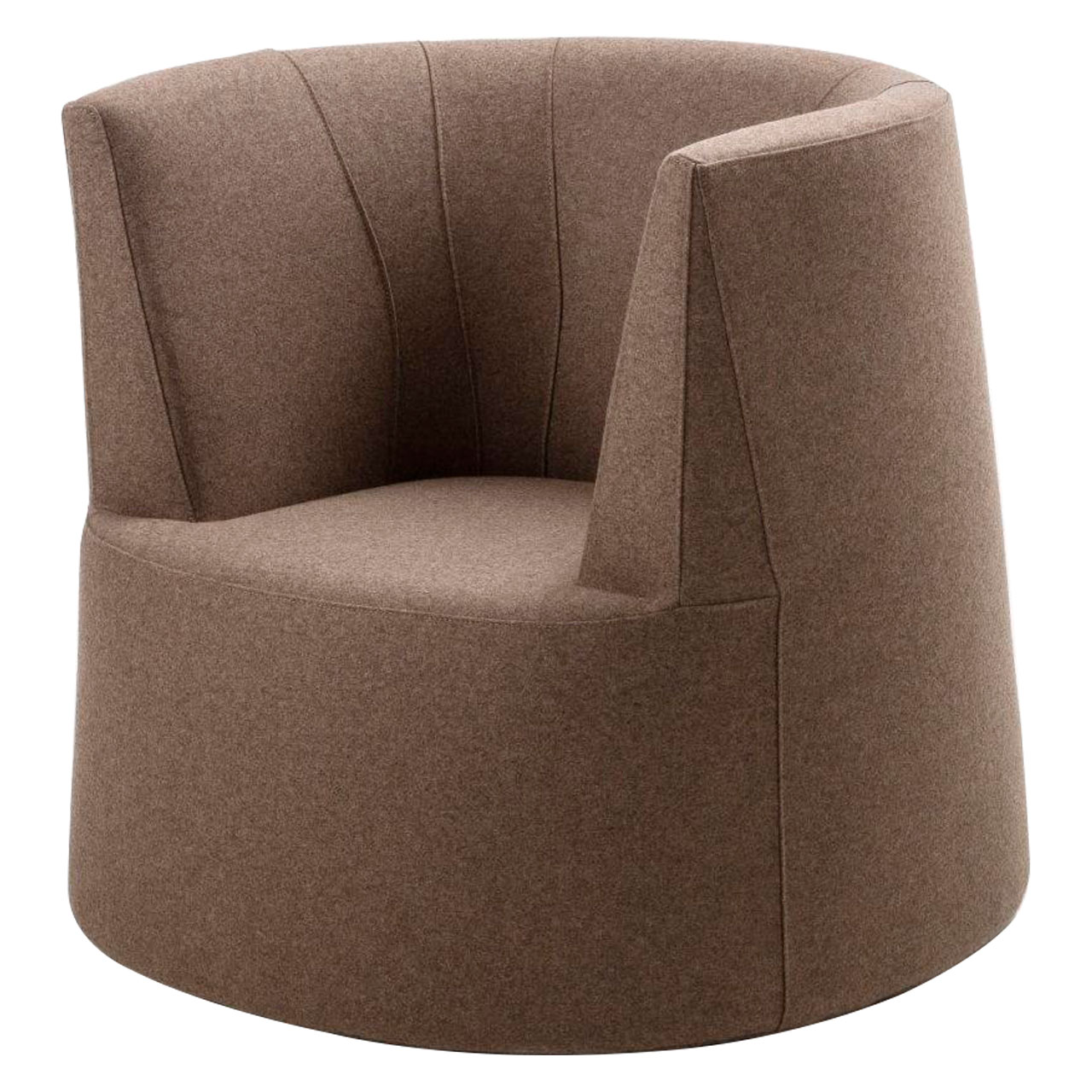Brauner bodentiefer Sessel.