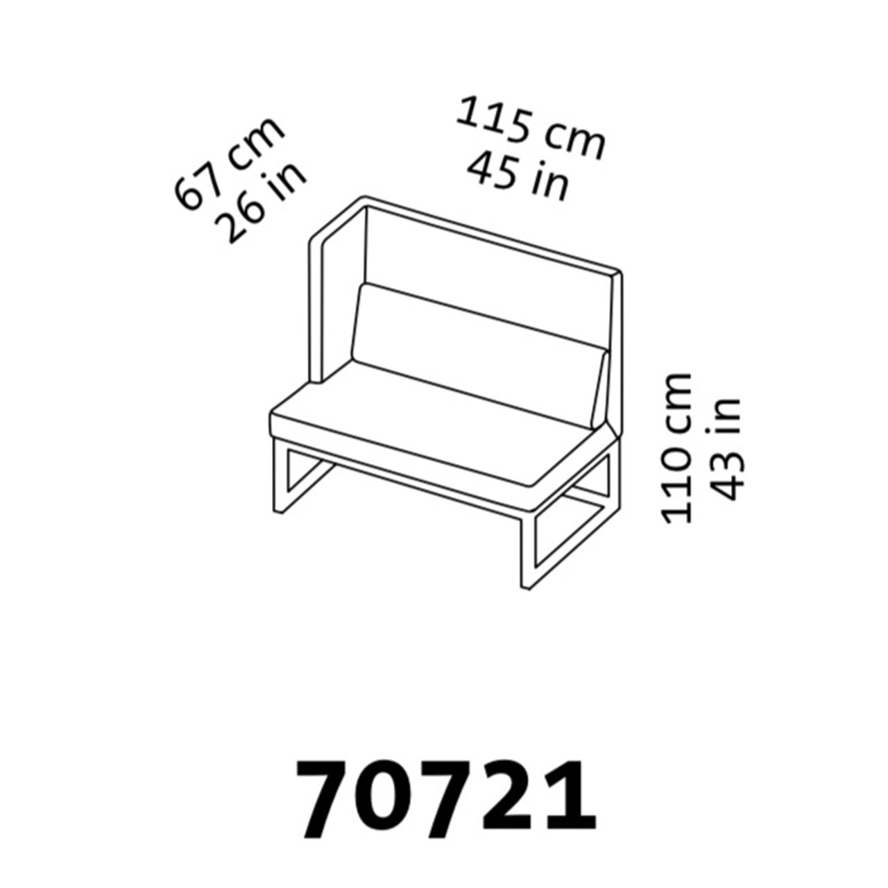 Maßzeichnung brühl belami high Polsterbank