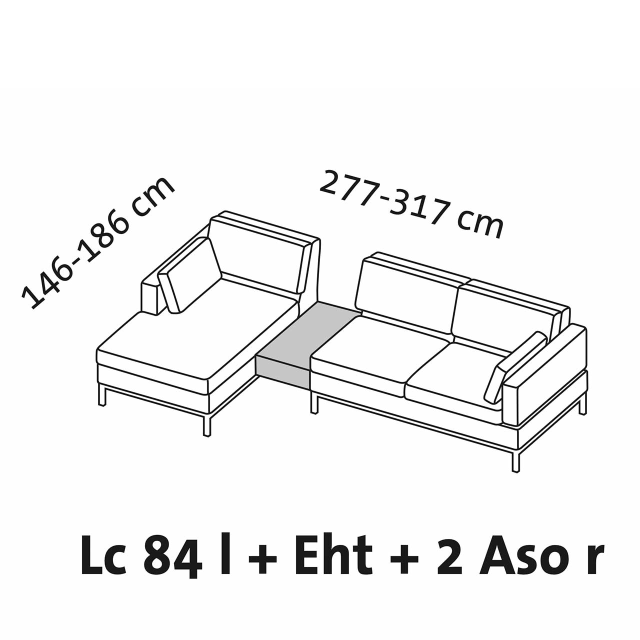Maßzeichnung brühl tomo soft Eckgarnitur