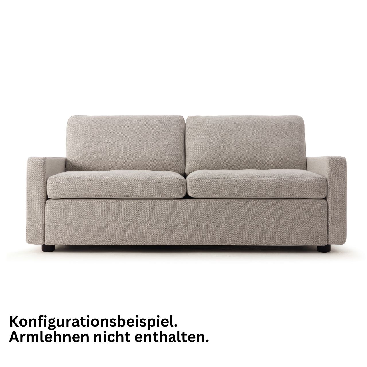 Bodennahes Schlafsofa von von COR in beigem Stoff. Die Liegefläche ist nicht ausgezogen.
