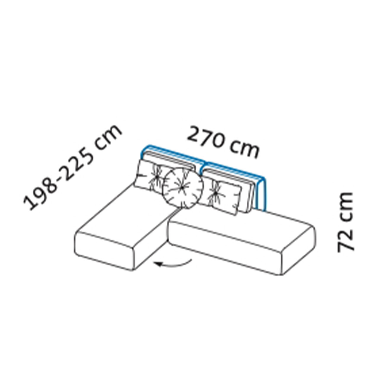 Maßzeichnung brühl piano Ecksofa