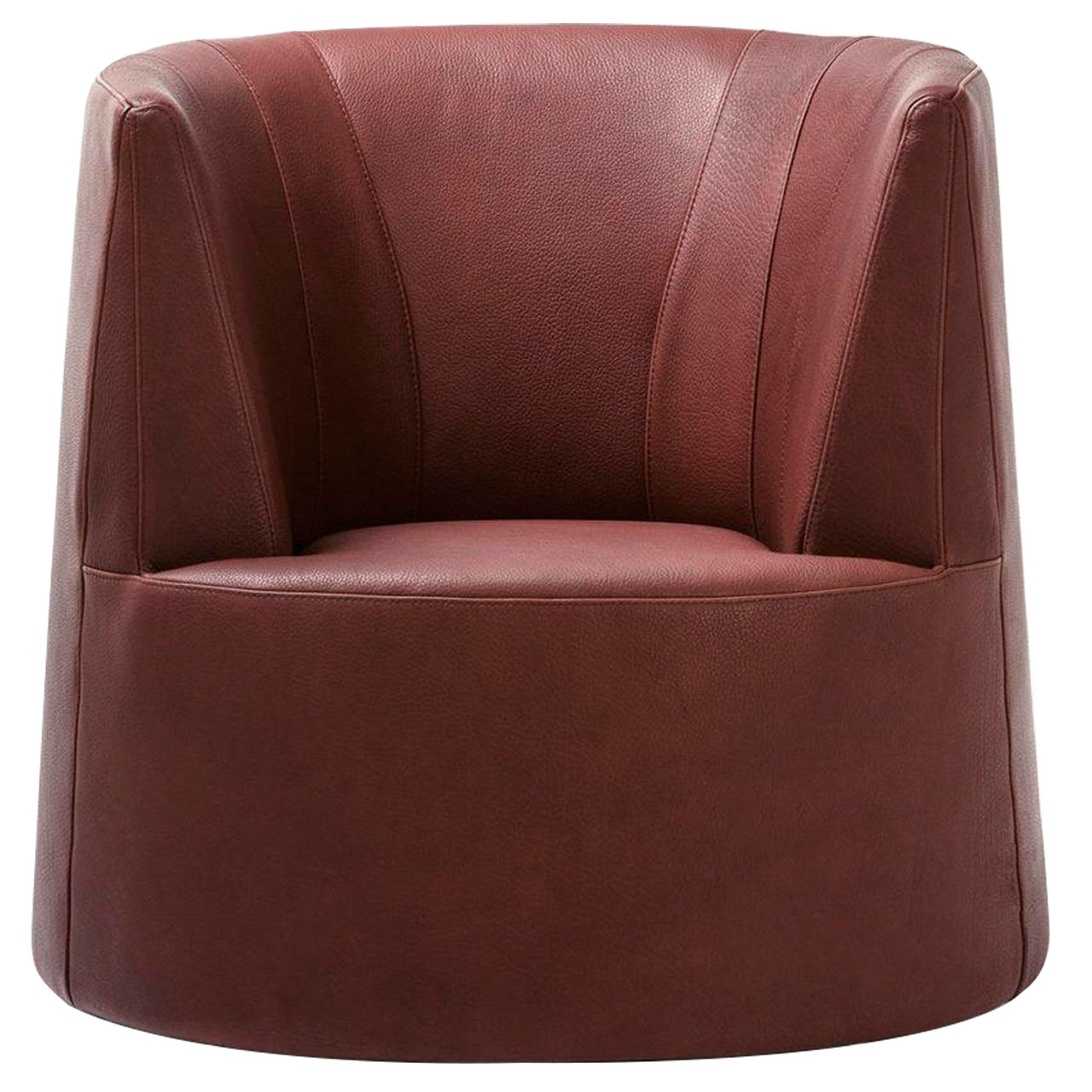 Brauner bodentiefer Ledersessel.