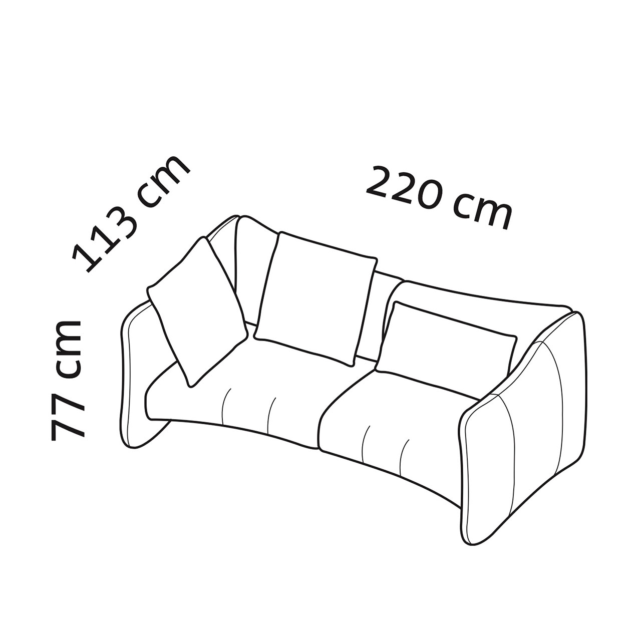 Maßzeichnung brühl bongo bay lounge Sofa