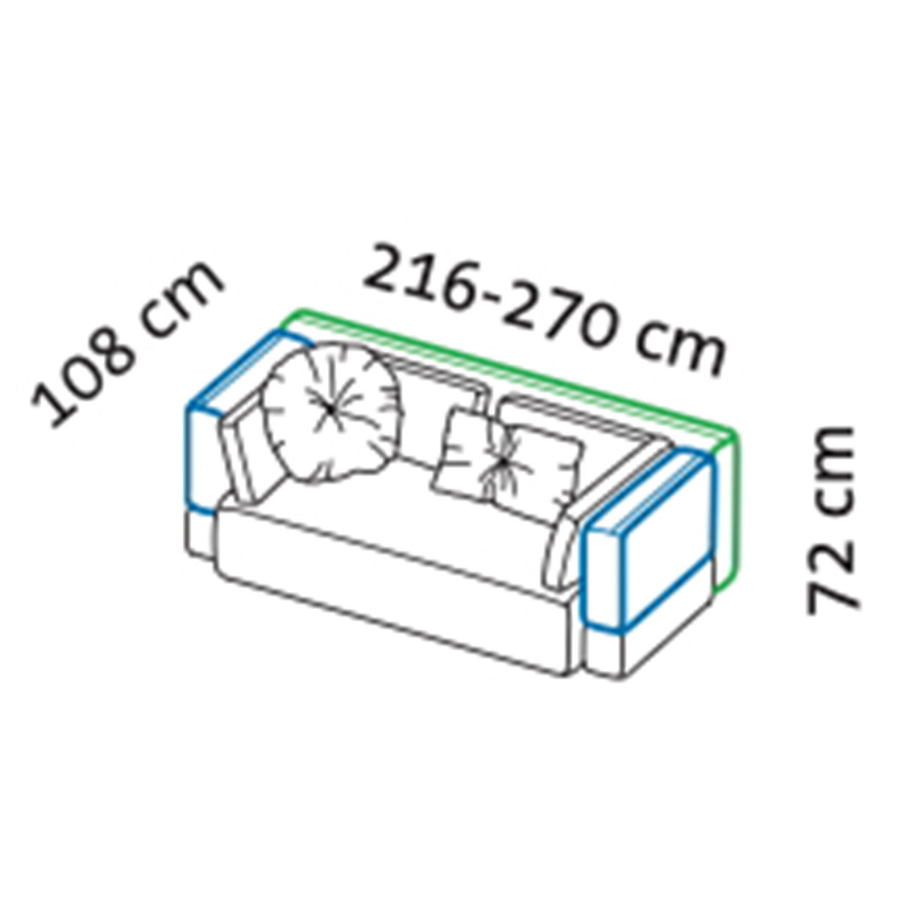 Maßzeichnung brühl piano Sofa