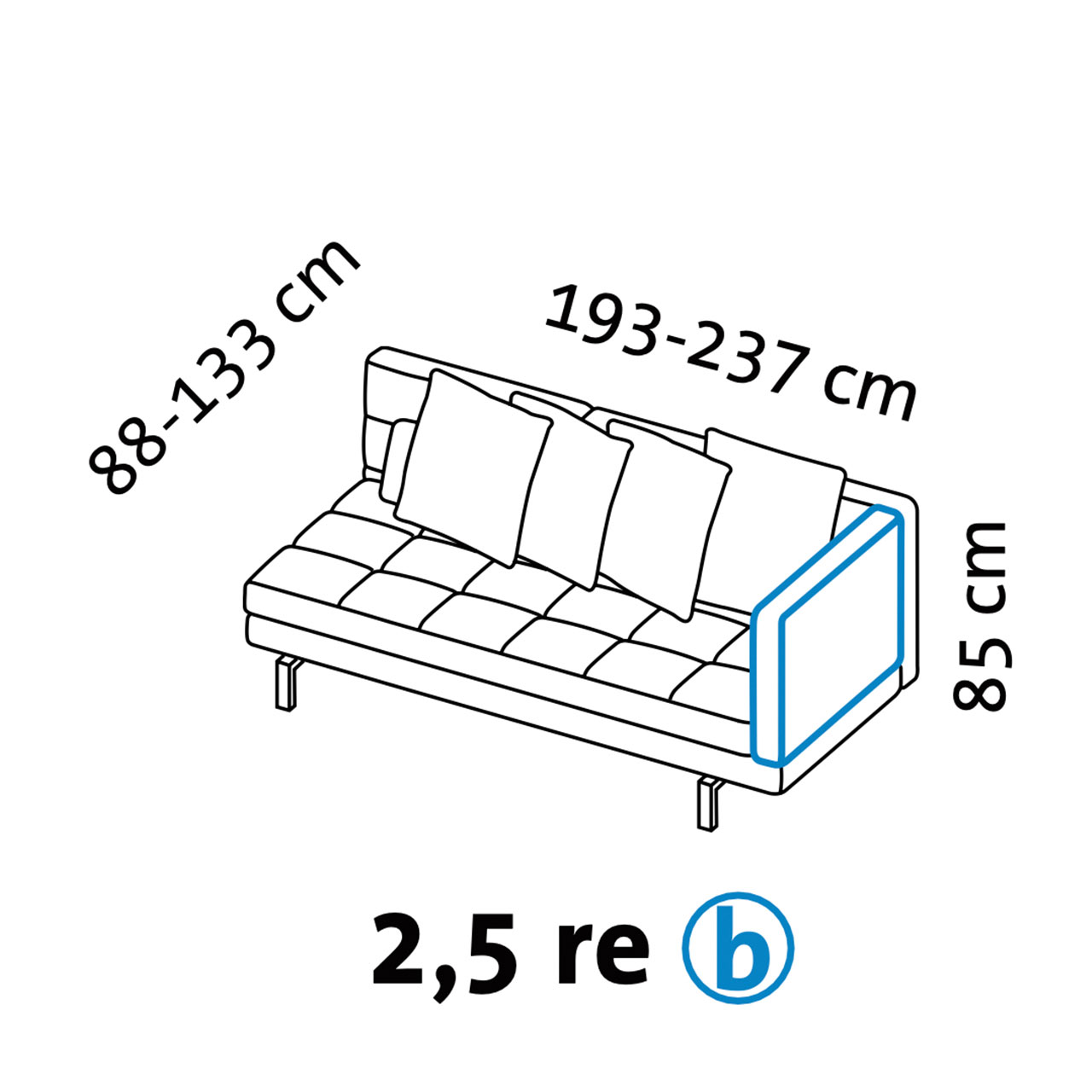 Maßzeichnung brühl amber 67727 Armlehne b