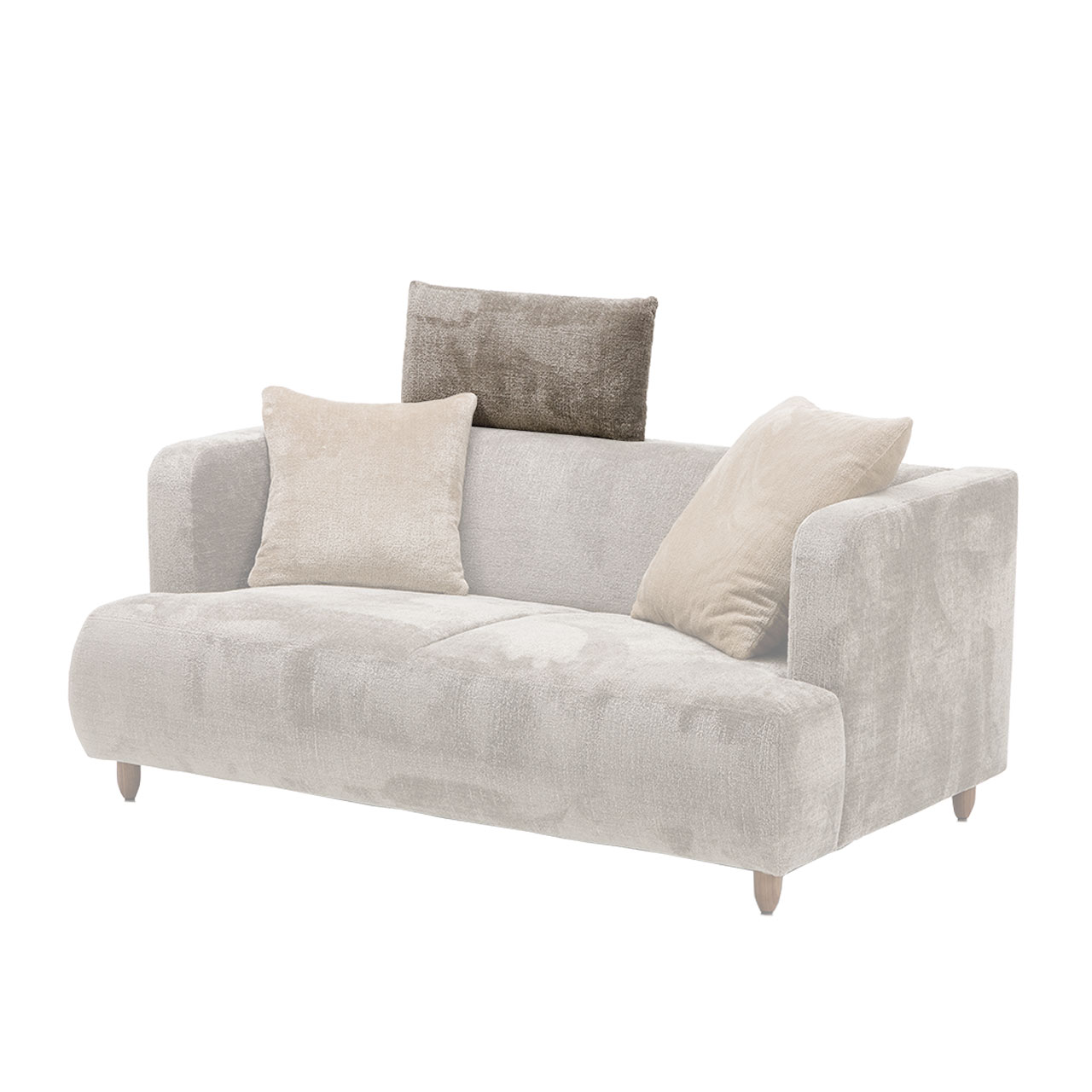 Braunes Stoffsofa mit Kopfstütze. Die Kopfstütze ist farblich hervorgehoben.