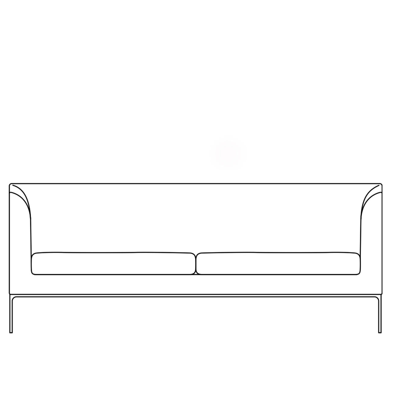 Skizze des Sofas mit zwei Sitzkissen