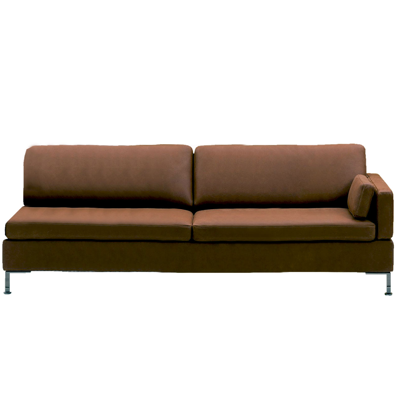 Anstellsofa in braunem Leder.