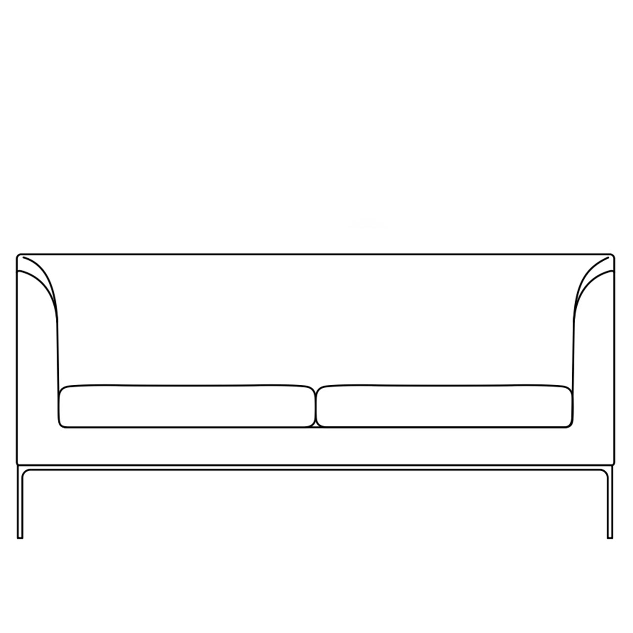 Skizze des Sofas mit zwei Sitzkissen
