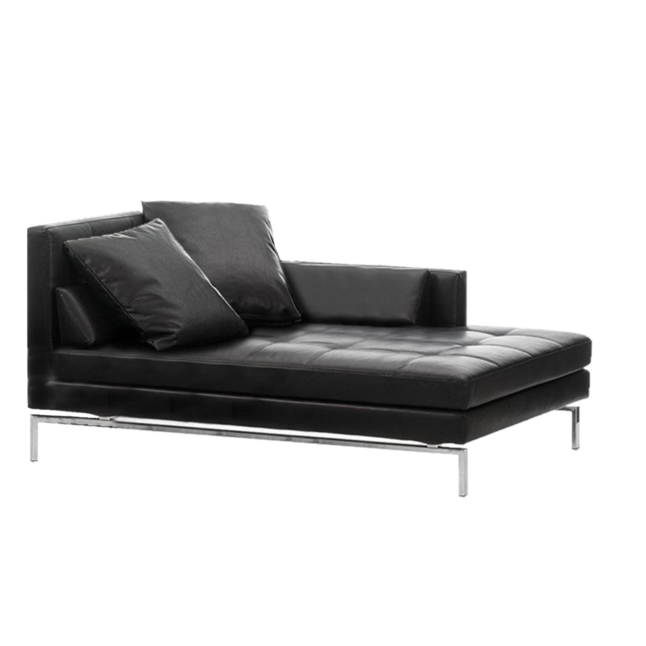 Schwarzer Longchair in schwarzem Leder. 