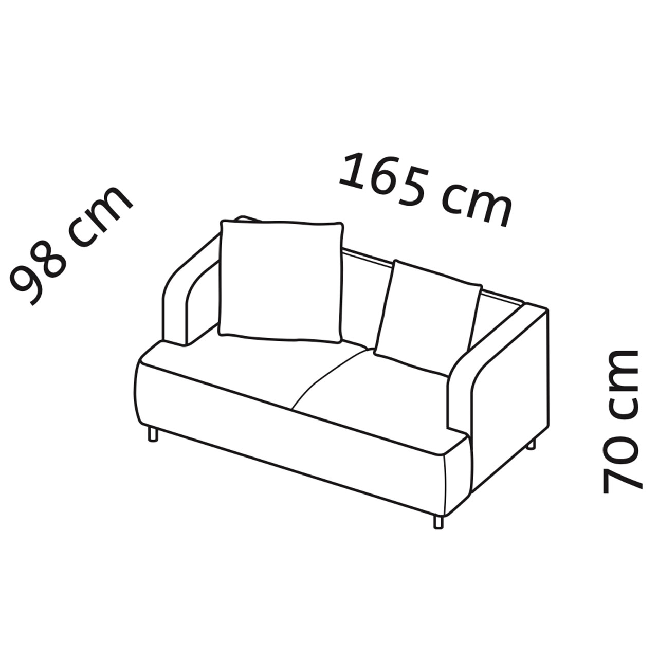 Maßzeichnung brühl aoyama Sofa 2-Sitzer