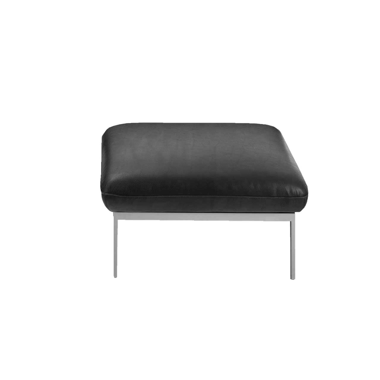 Hocker der Serie roro medium classic in schwarzem Leder.