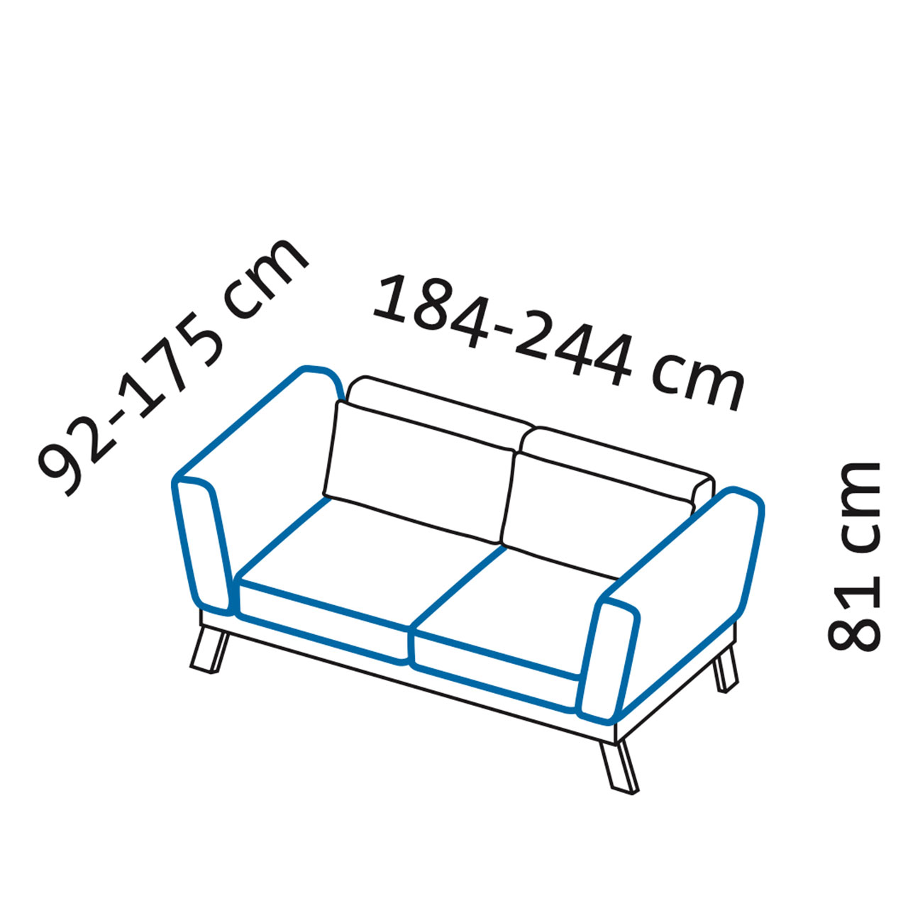 Maßzeichnung brühl lofoten lounge Sofa