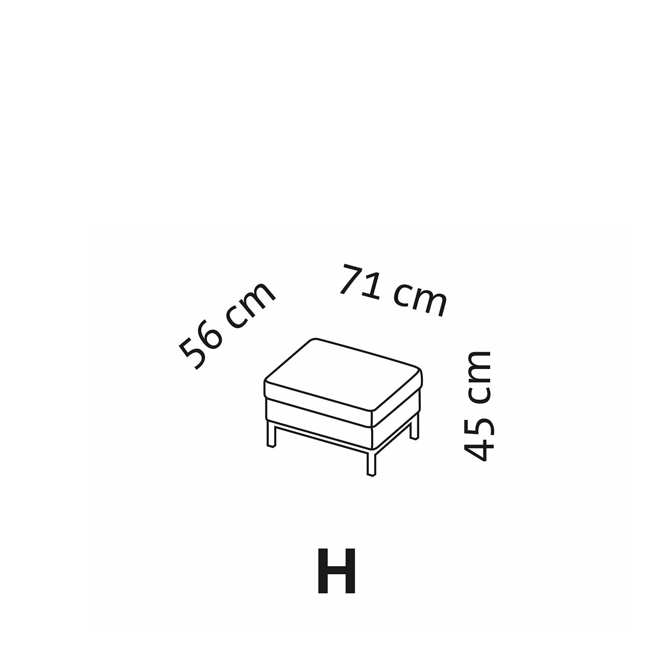 Maßzeichnung brühl tomo soft Hocker