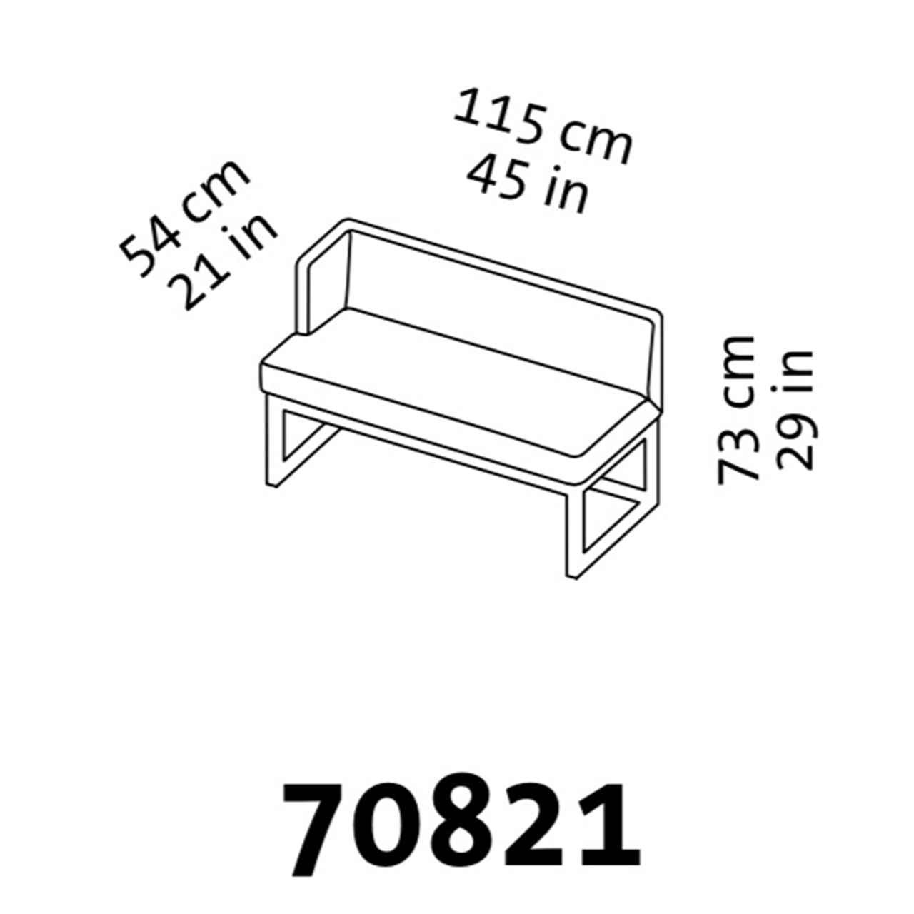 Maßzeichnung brühl belami low Polsterbank