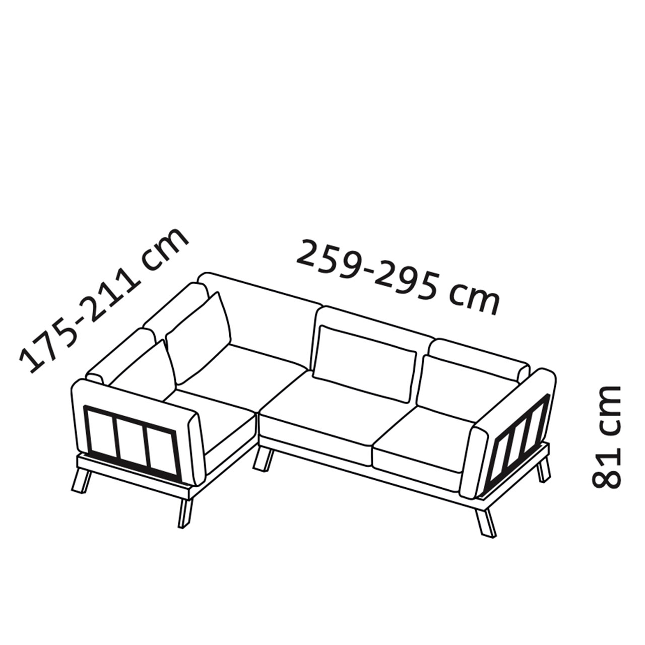 Maßzeichnung brühl lofoten pure Eckgarnitur