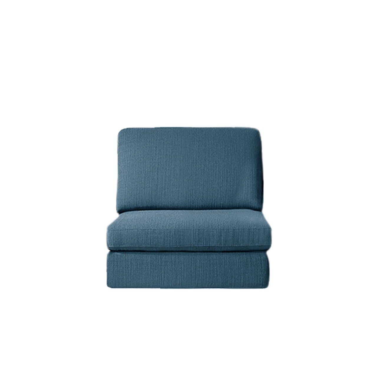 Zwischenelement in blauem Stoff.