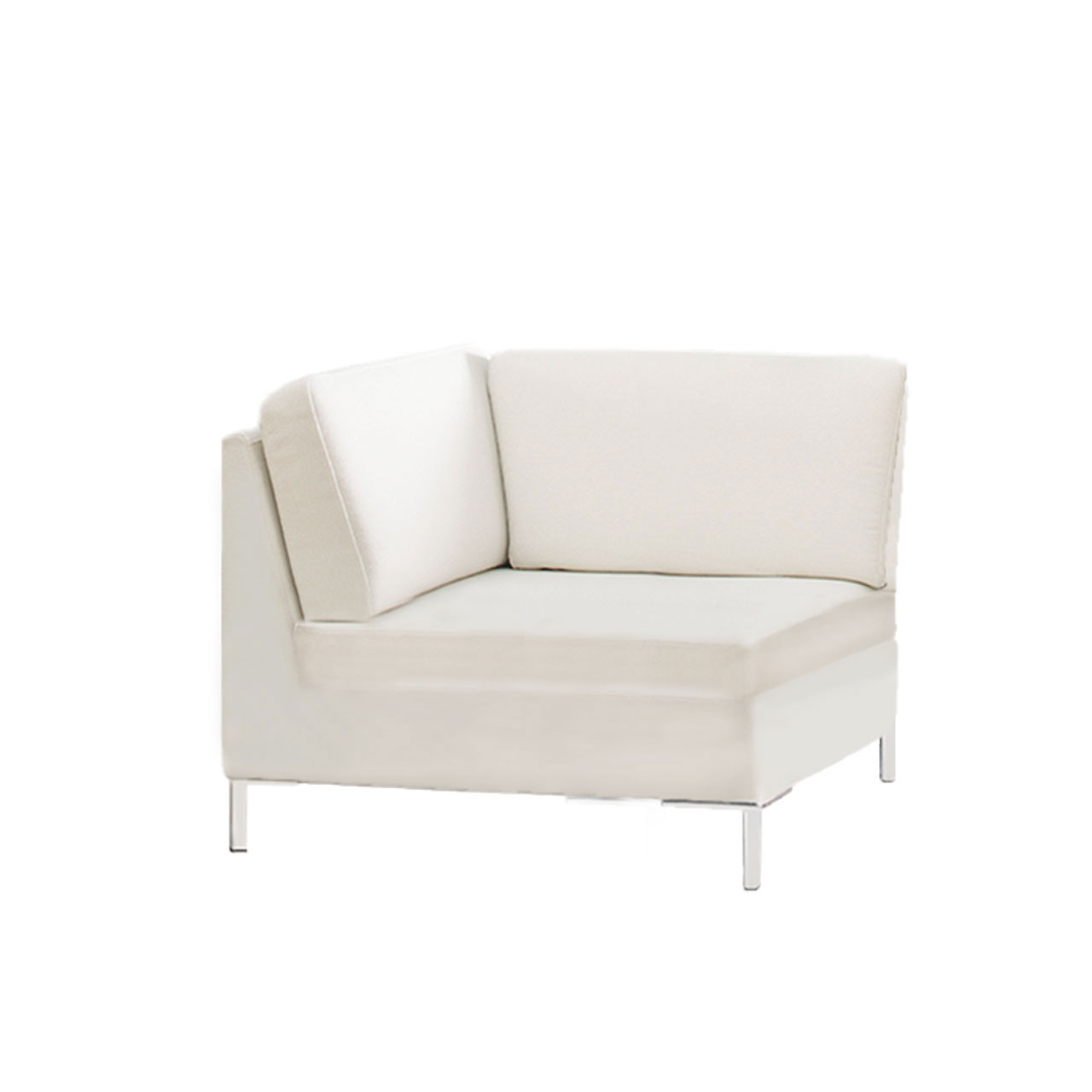 Weißes Eckelement für Polstergarnitur. 