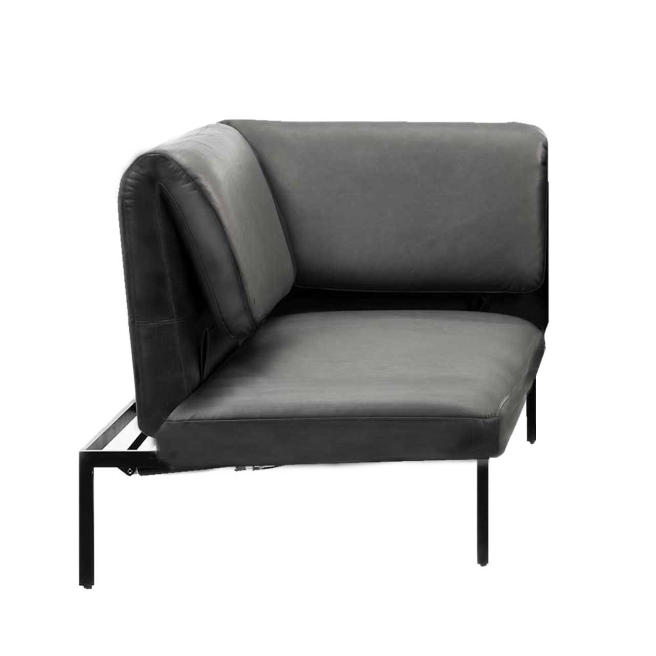 Eckteil der Serie brühl roro medium spring in schwarzem Leder.