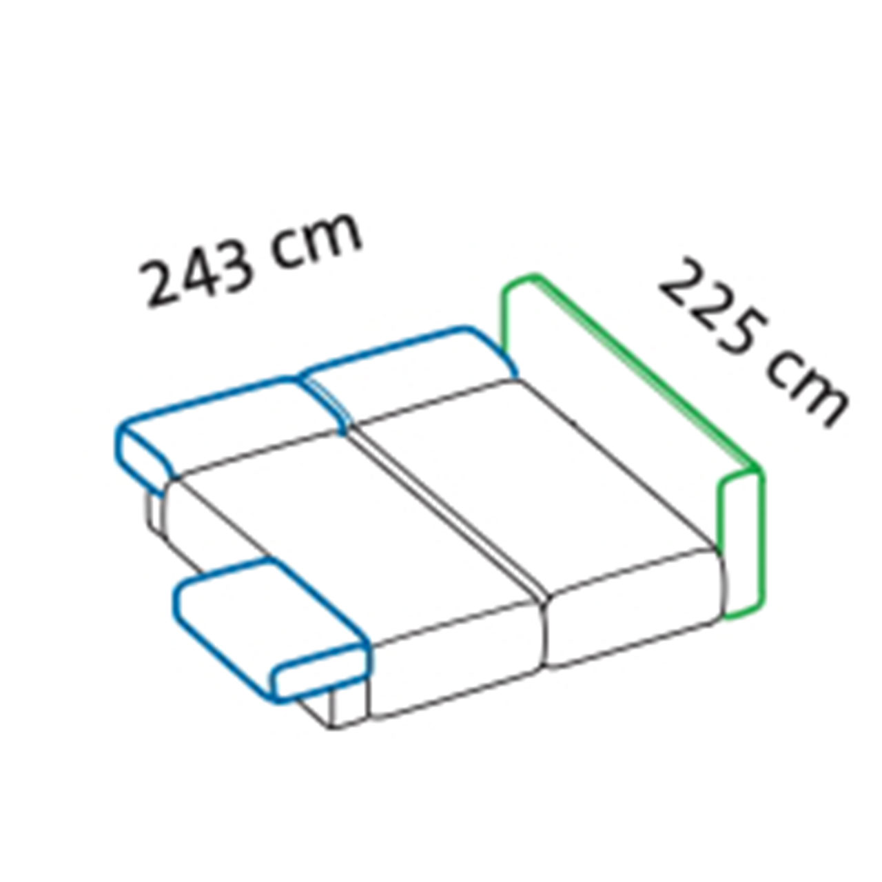 Maßzeichnung brühl piano Ecksofa
