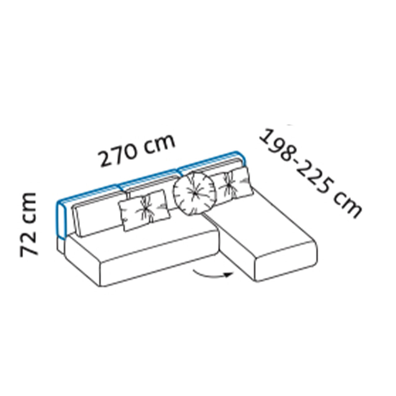 Maßzeichnung brühl piano Ecksofa
