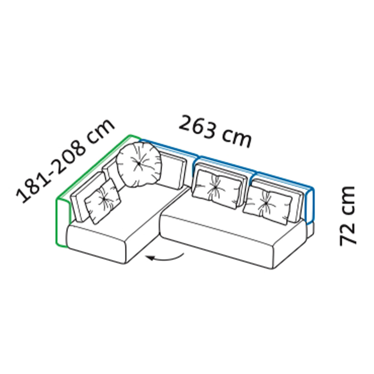 Maßzeichnung brühl piano Ecksofa