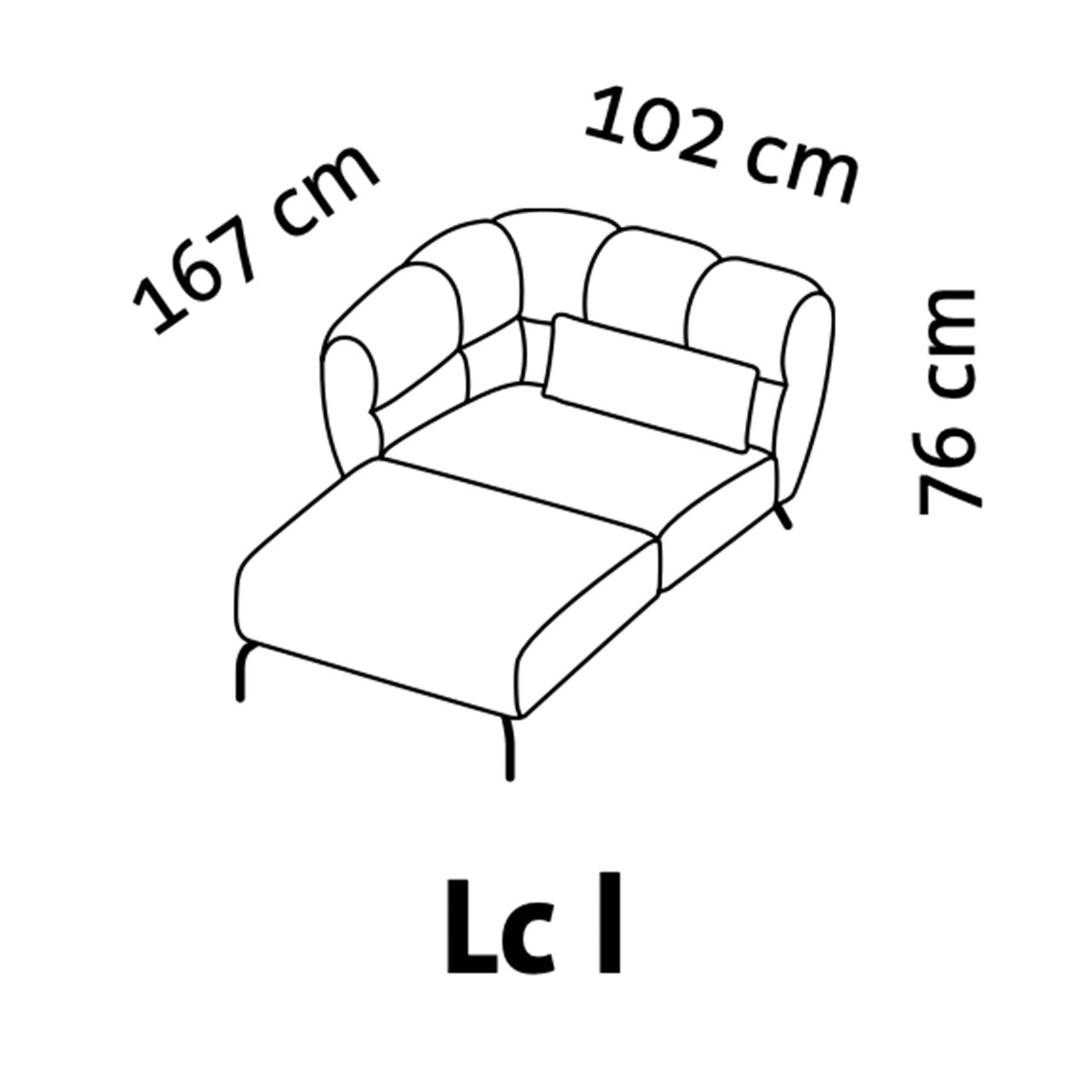 Maßzeichnung brühl magnolia Longchair 73030