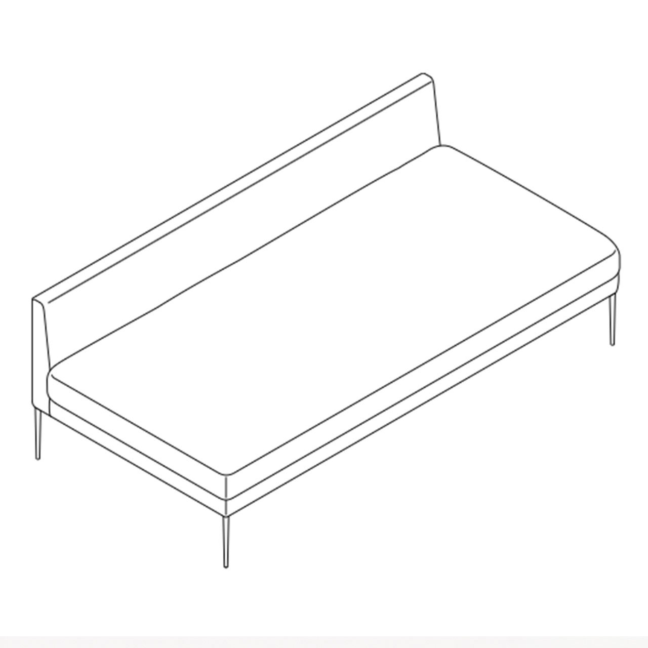 Skizze des Sofaelementes ohne Seitenlehnen nur mit Rückenlehne