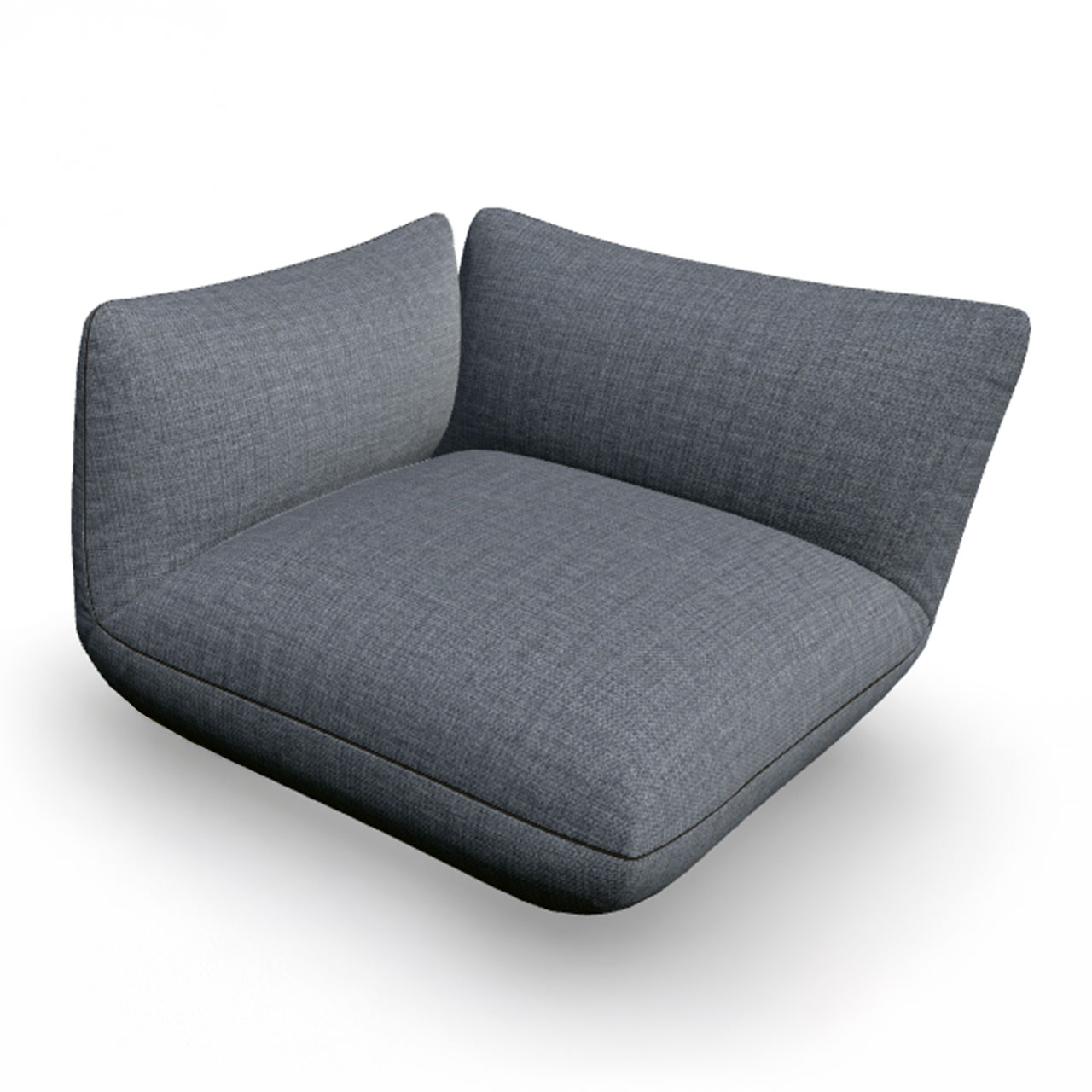 Eck-Element mit gleichhohen Armlehnen aus grauem Stoff