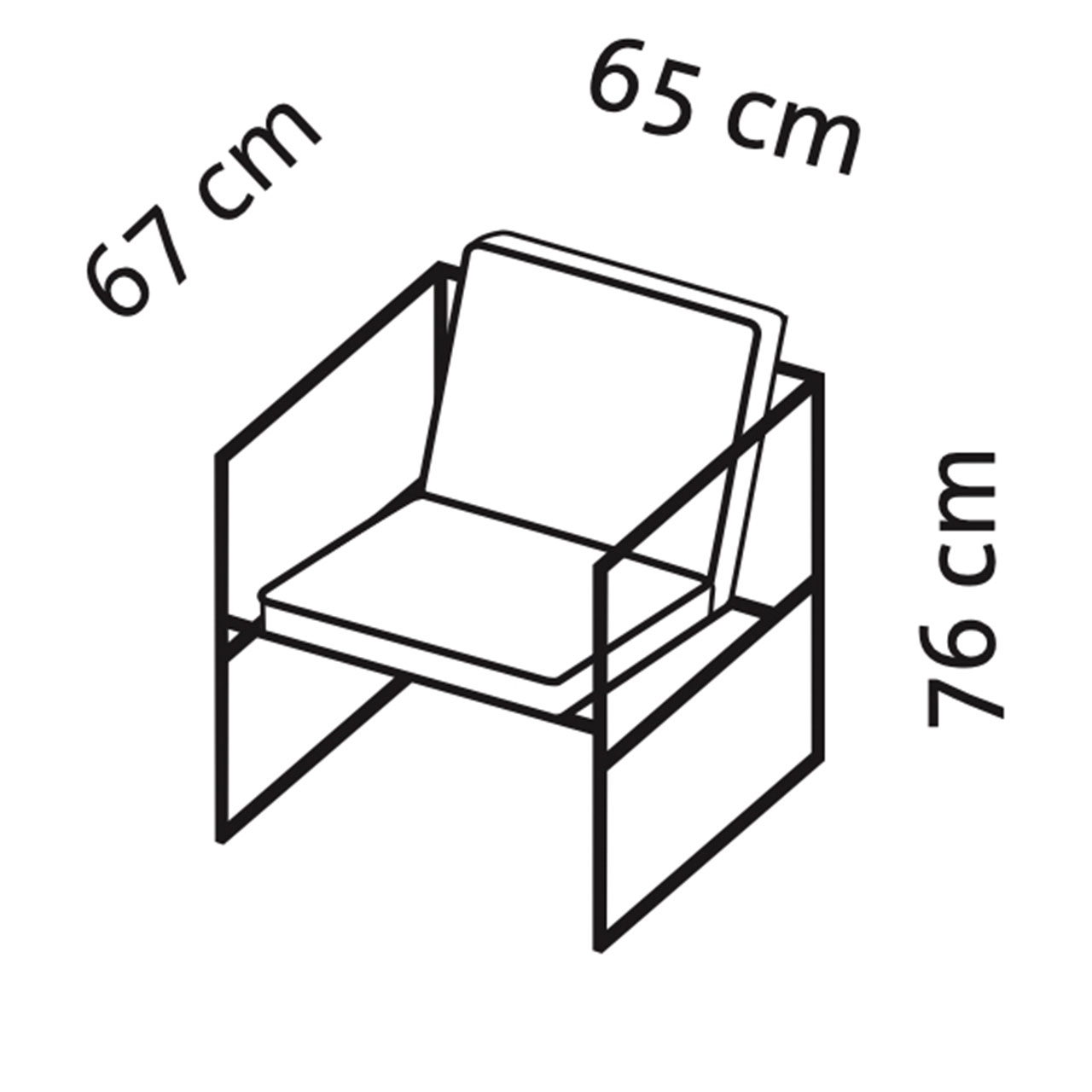 Maßzeichnung für den Sessel grace 68002.
