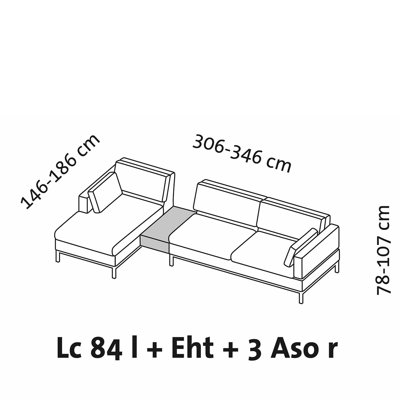 Maßzeichnung brühl tomo compact Eckgarnitur