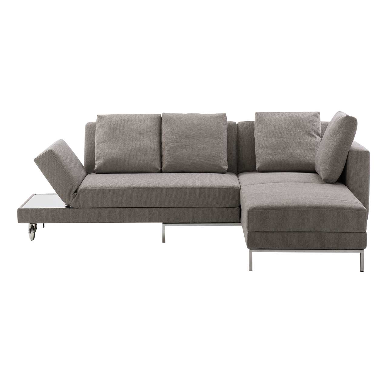 Eckgarnitur mit schwenkbarem Longchair rechts.