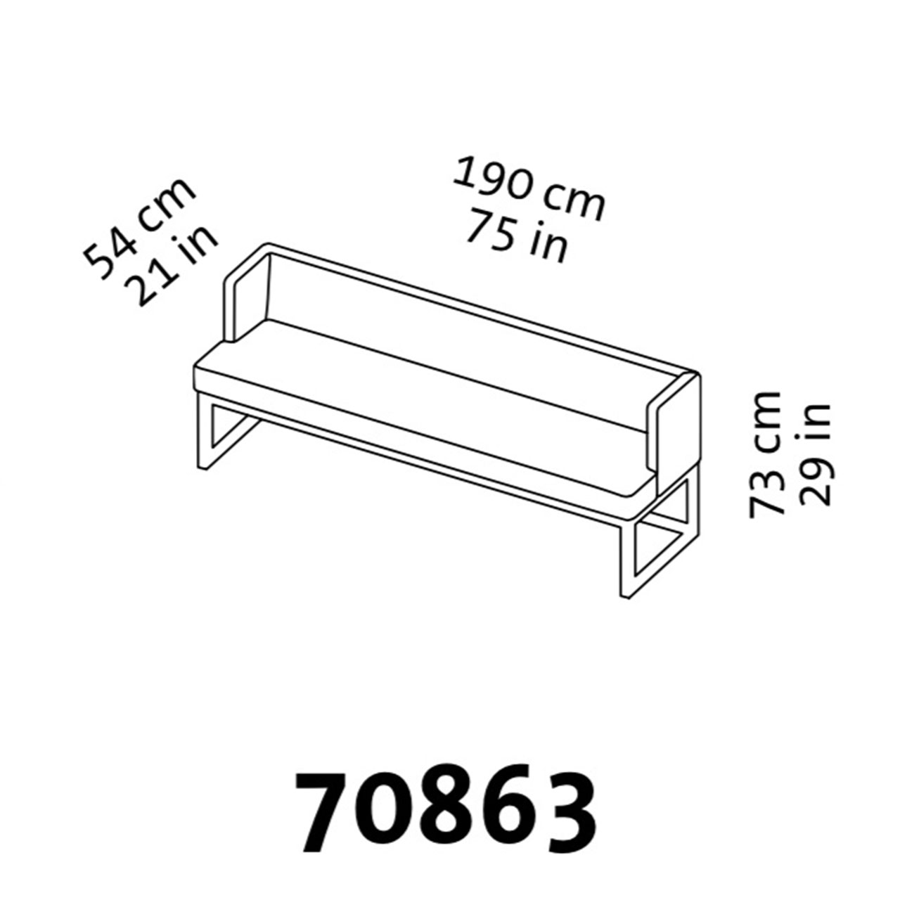 Maßzeichnung brühl belami low Polsterbank