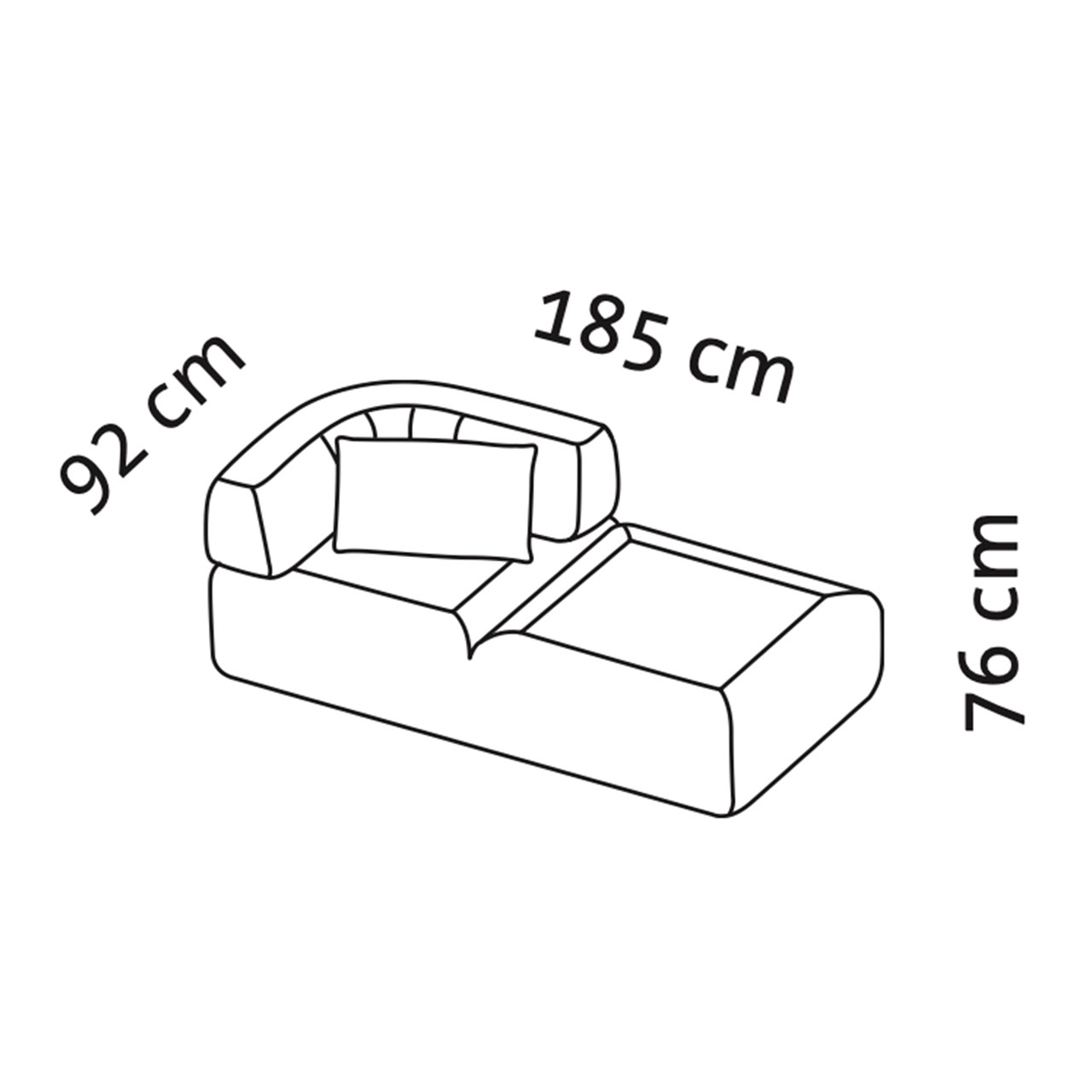 Maßzeichnung für den all together Longchair 73631.