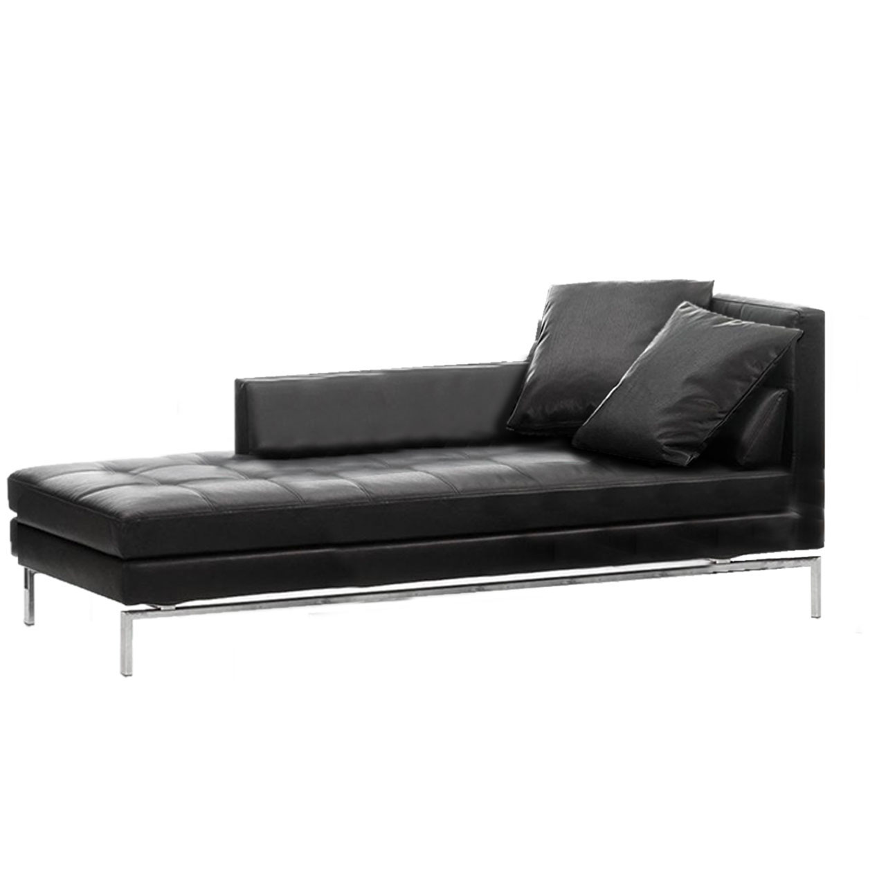 Schwarzer extra langer Longchair in schwarzem Leder. 