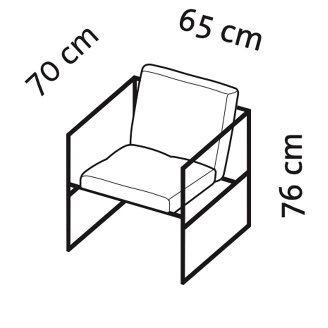 Maßzeichnung für den Sessel grace 68004.