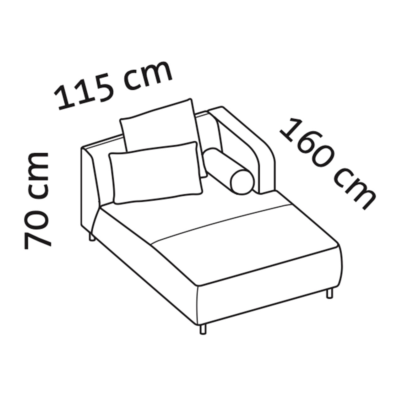 Maßzeichnung brühl aoyama Longchair