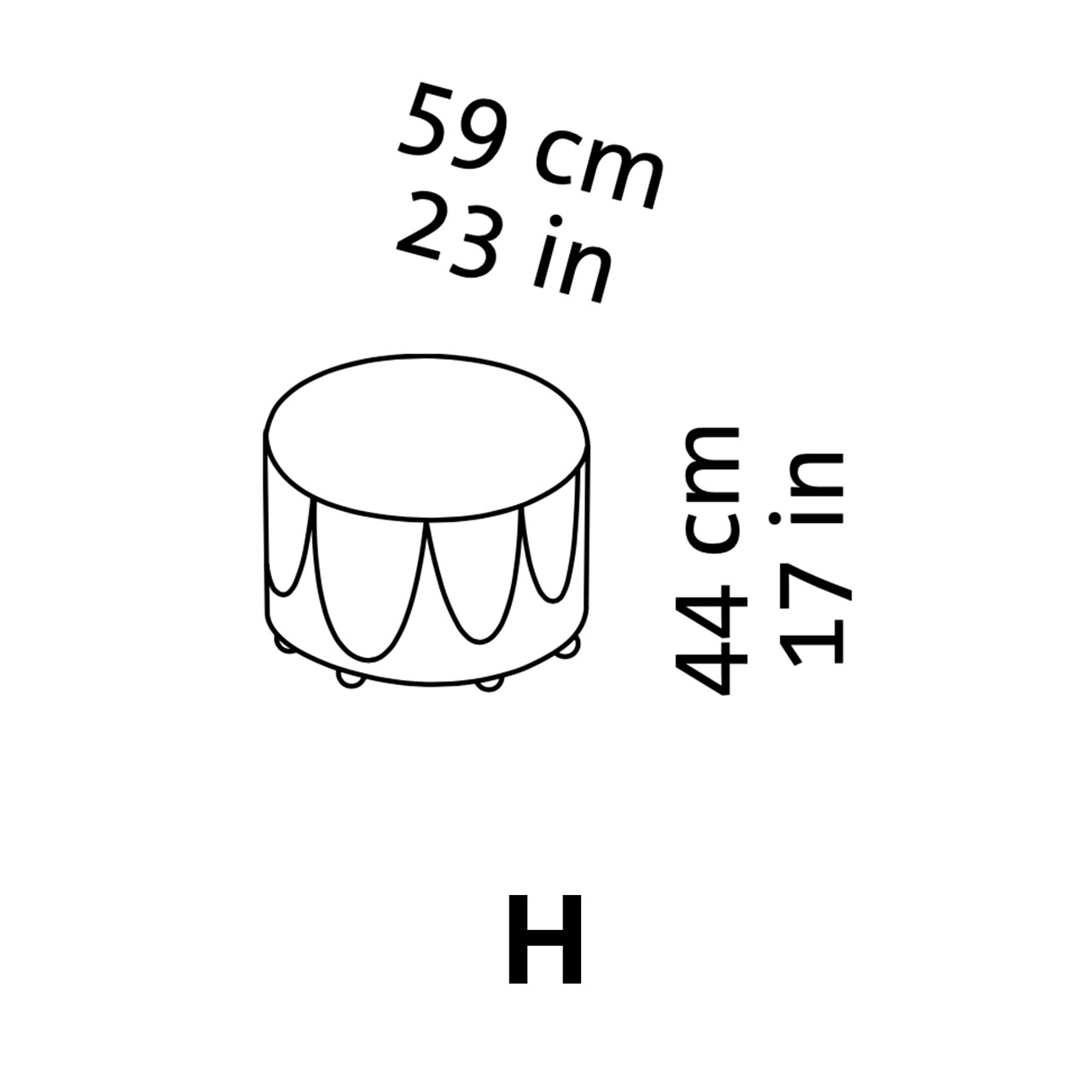 Maßzeichnung brühl libellule Hocker 69861