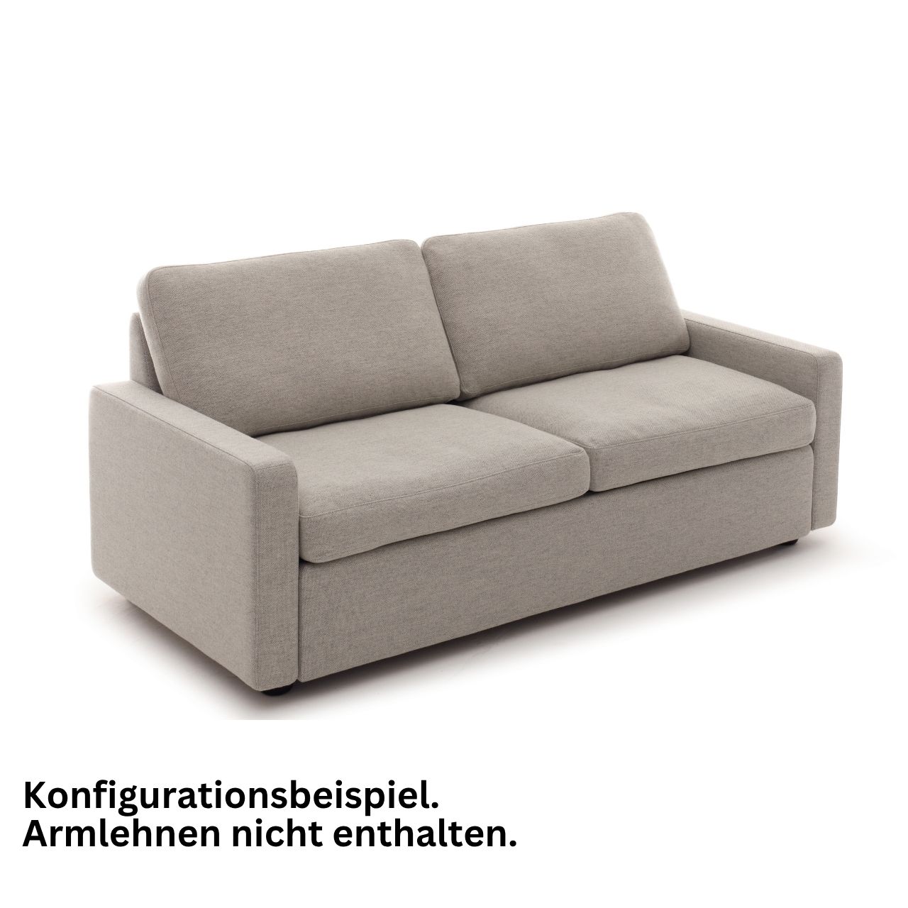 Bodennahes Schlafsofa von von COR in beigem Stoff. Die Liegefläche ist nicht ausgezogen.